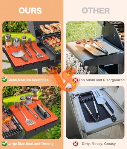 Silicone Grill Mat for Blackstone Griddle Accessories, 8-Slot Tool Mat