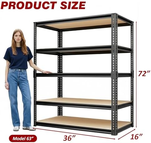 Durstruct Storage Shelves 5 Tier Adjustable Garage Shelving 2400LBS