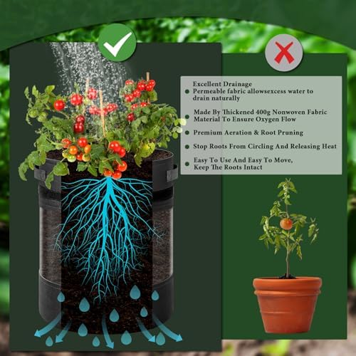 3 Pack 15 Gallon 360° Visibility Potato Grow Bags with Shading Flap