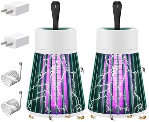 Mozz Guard Mosquito Zapper, 2024 New MozzGuard Outdoor Mosquito Lamp, USB Charing and Low Noise, Portable Cordless Zapper Outdoor, for Indoor, Home Garden, Camping, Picnic (2 Pack)