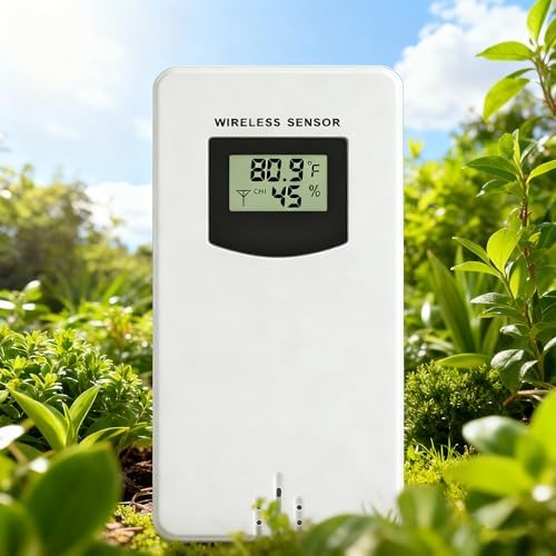 Digital Indoor Outdoor Wireless Remote Sensor, Temperature and Humidity Meters, Sutible for Weather Station with Rain Gauge (3378R)