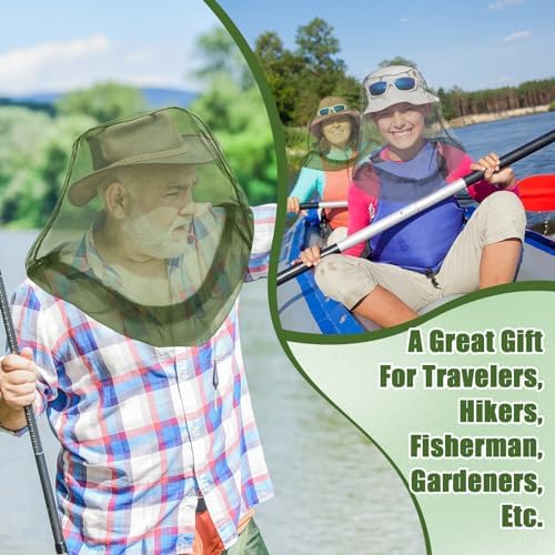 HESTYA 4 Pack Mosquito Head Net Mesh Face Cover Outdoor, Gray, Army Green