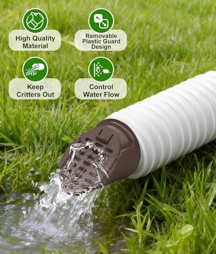WADEO Rain Gutter Downspout Extension Hose Guard, Drain Downspout Extender Outlet Filter and Leaf Guard, for Standard 4'' Circular Threaded Hose, Brown