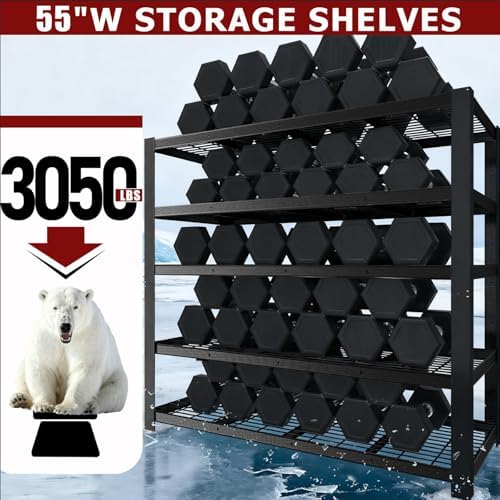Heavy Duty Garage Shelving,5-Tier Storage Shelves(84" Hx24 Dx55 W),3050LBS Capacity Industrial Shelving Units and Storage,Adjustable Shelving Unit for Garage,Warehouse,Basement