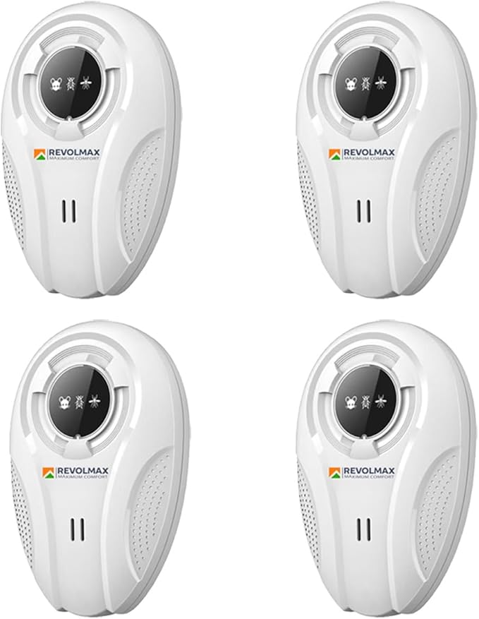 T-27, Ultrasonic Pest Control Repeller - Electronic & Ultrasound, Indoor Plug-in Repellent - Get rid of - Rodents, Mice, Squirrels, Bats, Insects, Bed Bugs, Ants, Fleas, Spiders, Roaches (4 Pack)