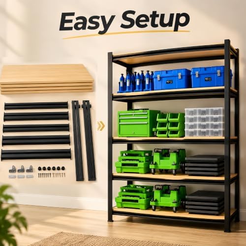Garage Shelving,2-in-1 Adjustable Storage Shelves with Guard