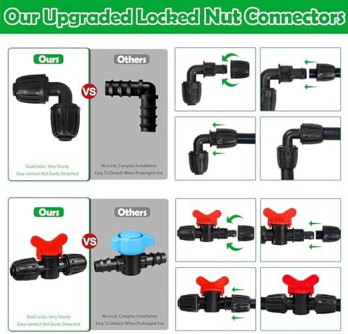 Upgraded Drip Irrigation System, 233FT Automatic Irrigation System, Watering Misting System for Greenhouse/Garden/Yard/Lawn, Micro Drip Irrigation Kit with 1/4 inch 1/2 inch Irrigation Tubing