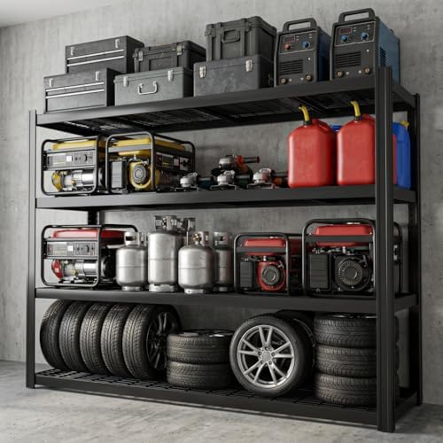 4-Tier Heavy Duty Garage Shelving, 8,000 lbs Capacity Adjustable Metal Storage Shelving Unit for Garage, Basement, Warehouse & Workshop, 71" W x 24" D x 71" H
