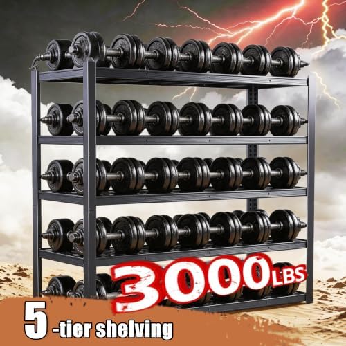 84" H Heavy Duty Wire Garage Shelving, 5-Tier Adjustable Industrial Metal Storage Shelving Unit,Standing Storage Rack for Warehouse and Basement, 24" D x 55" W x 84" H