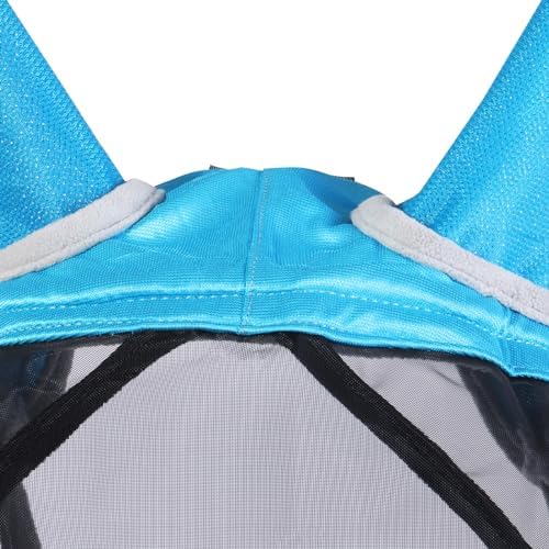 Harrison Howard CareMaster Pro Luminous Horse Fly Mask Large Eye Space Long Nose with Ears UV Protection for Horse Sky Blue L Full Size