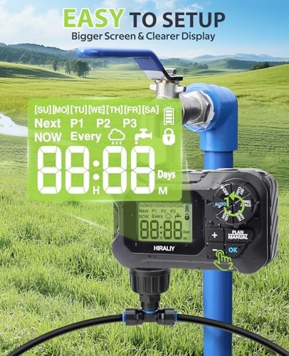 HIRALIY 59FT Drip Irrigation Kit with Water Timer, Quick-Connect