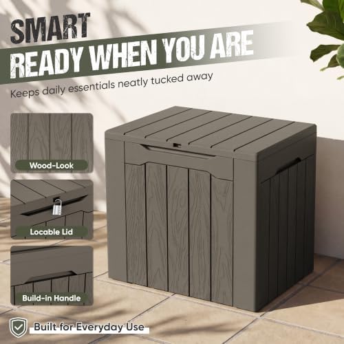 Flamaker Deck Box 30 Gallon, Waterproof Resin Small Storage Box with Lid