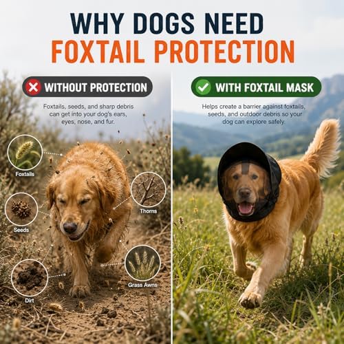 Dog Outdoor Protection Mask, Breathable Adjustable Mesh Head Guard for Small and Medium Dogs, Face Cover for Hiking, Camping and Travel