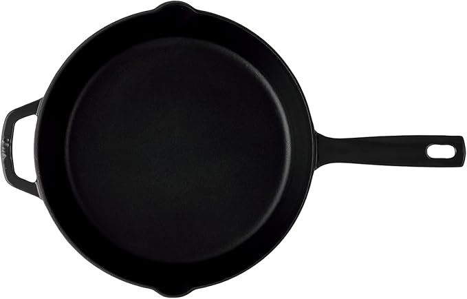 Milo by Kana 10-Inch Enameled Cast Iron Skillet | Nonstick Pre-Seasoned Cast Iron Grill Pan | Oven Proof and Dishwasher Safe | Cast Iron Cookware (Gloss Black)
