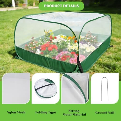 40"x40"x20" Pop Up Garden Mesh Plant Cover-Foldable Mesh Plant Protector