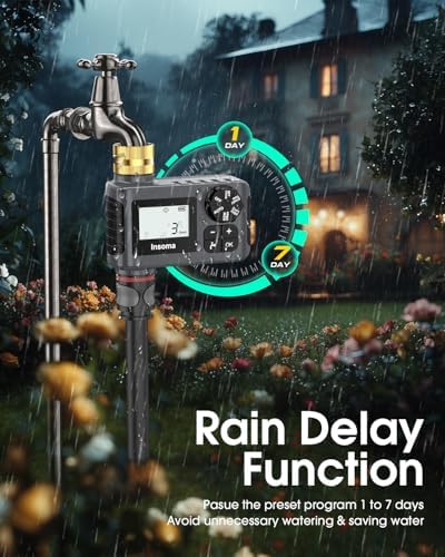 2-Packs Water Timer for Outdoor Garden Hose, Hose Timer with Rain Delay/Manual Mode, Automatic Drip Irrigation Controller System for Lawn Yard Garden Watering