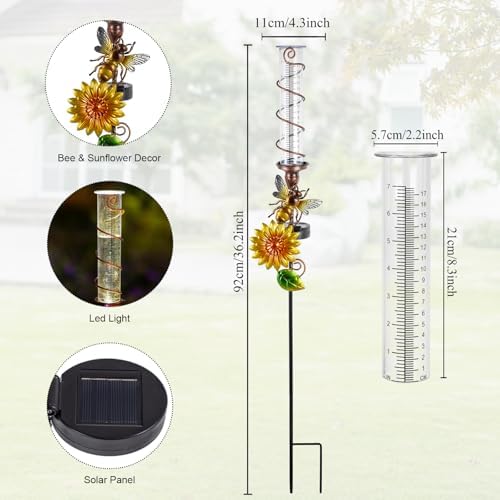 Rain Gauge Outdoor, Solar Water Gauge for Rain