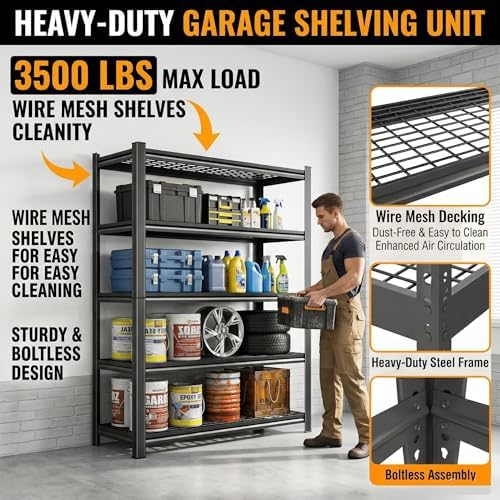 72" H X 48" W X 24" D Heavy Duty Garage Shelving Unit