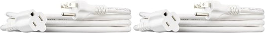 Amazon Basics Extension Cord, 13 Amps, 125V, 6 Foot, White - Pack of 2