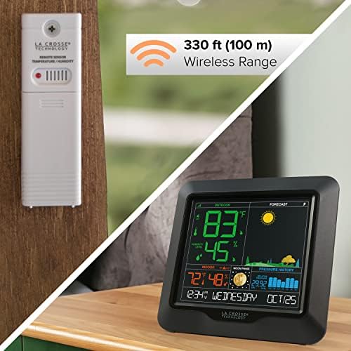 La Crosse Technology Color Forecast Station-Large Display,Temperature/Humidity Alerts,Seasonal Scenes-Indoor/Outdoor Monitoring,HI/LO Records,Barometric Pressure-Atomic Time,DST Updates (Pack of 4)