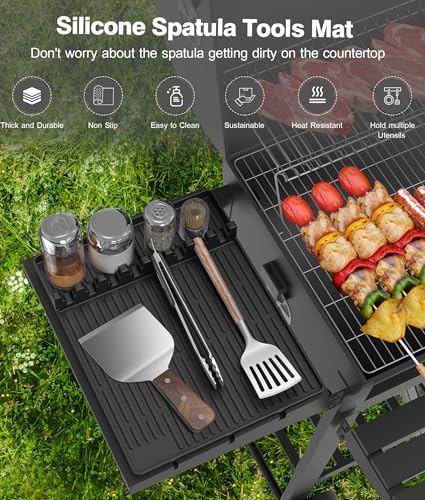 Silicone Grill Mat for Blackstone Griddle Accessories, 8-Slot Tool Mat