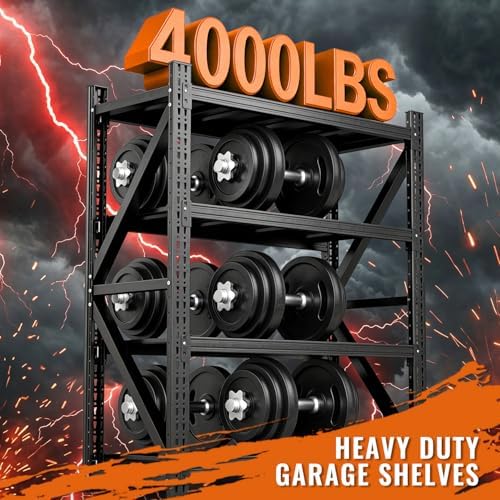 4000LBS 4 Tier Garage Storage Shelves, Heavy Duty Adjustable Storage Rack for Warehouse, Basement, Shop and Office, Commercial-Grade Steel Organizer, 59" W x 24" D x 69" H
