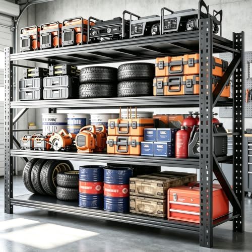 78" W Heavy Duty 4‑Tier Adjustable Metal Shelving Rack