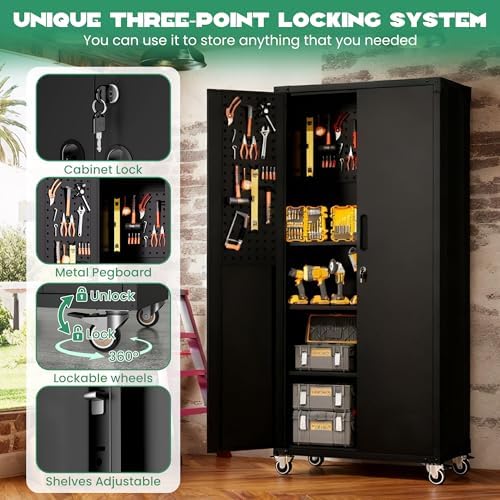 12-Piece Heavy Duty Steel Garage Cabinet System | All-in-One Modular Garage Cabinet Set for Ultimate Workshop Organization | Easy Assembly Garage Storage Cabinets & Tool Bench (Black)