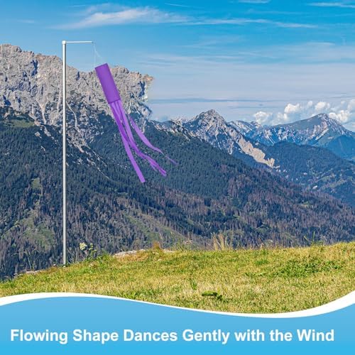 M METERXITY 1-Pack Windsock Flag, Colorful Wind Socks for Garden/Yard/Patio/Home Decor, Spring Summer Fall Winter Outdoor Hanging Decoration [59 in / 150cm, Purple]