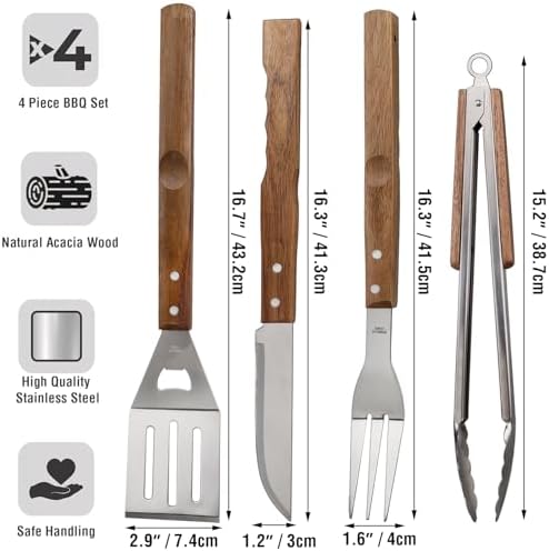 5pcs BBQ Grill Accessories Set - Stainless Steel Grilling Tools