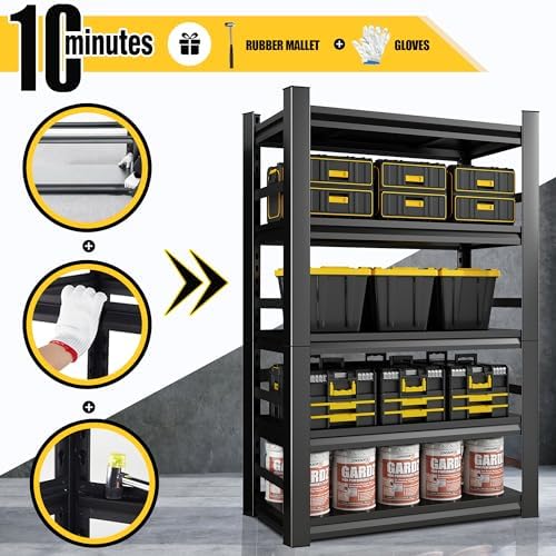 71" H|35" W All-Metal Garage Shelving Unit and Storage-Easy Assembly Shelves 5-Tier Rack|Heavy-Duty Adjustable Shelf|Steel Shelves for Industrial,Warehouse,Basement (16" D x 35.4" W x 71" H)
