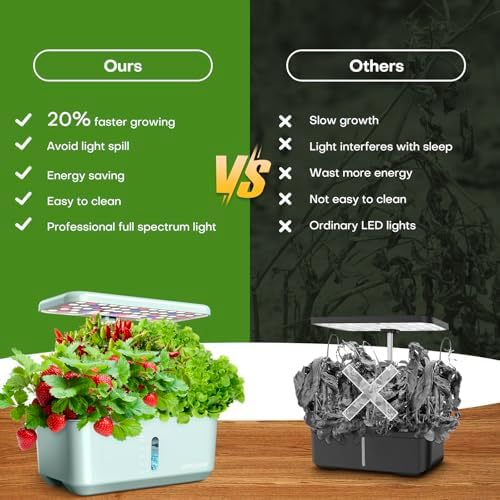 Ahopegarden Indoor Garden Hydroponics Growing System: 10 Pods Kit with LED