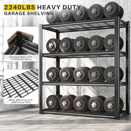 REIBII 40" W Storage Shelves with Wire Mesh Panels for Garage Organization