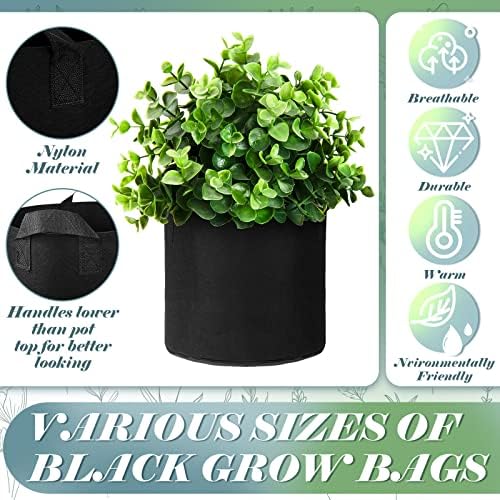 Hoolerry 7 Pack Black Plant Grow Bags Varity Sizes Thickened Non Woven Grow Bags in 4 Sizes 10, 7, 5 and 3 Gallons Aeration Fabric Pots with Handles for Garden