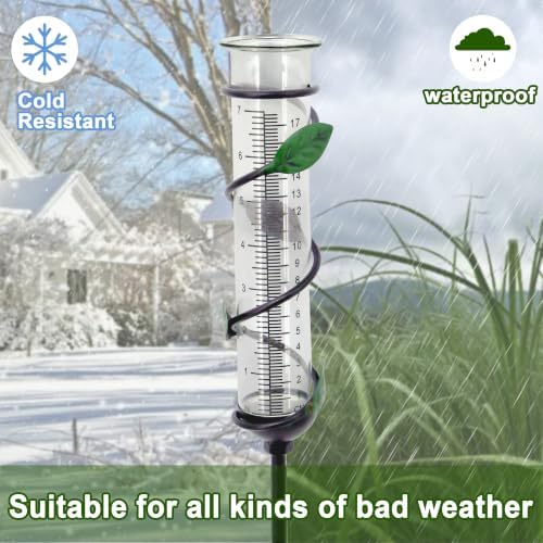 27" Garden Rain Gauge - 7" Plastic Tube for Outdoor Indoor Use, Patio Yard Decor Statue