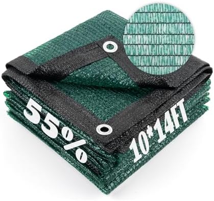 Cool Area Sun Shade Cloth with Grommets for Garden, 55% 10x14ft, Dark Green