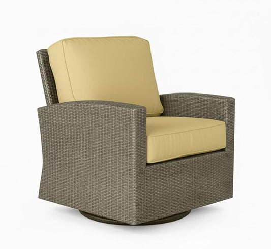Covers & All Cabo Swivel Glider Club Chair, 8 mm Jacobean Flat Wicker Patio Furniture with Sunbrella Cushions, UV & Fade Resistant Outdoor Furniture Accent Chair Motion (32.5" L x 31" W x 33" H)