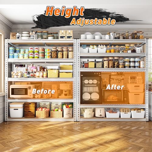 REIBII 2500LBS Garage Shelving,40"W Rust-Proof Storage Shelves For Basement