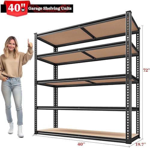 REIBII 40" W Storage Shelves Load 2500Lbs for Garage Pantry Closet Kitchen