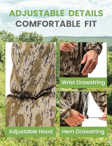 Mosquito Jacket, Durable Bug-Proof Jacket with Adjustable Hood & Pocket, Summer Mosquito Suit Outdoor Proof Clothing