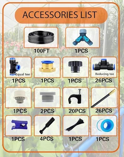 Drip Irrigation System,Automatic Garden Watering System, 360 Degree Adjustable Garden Sprinkler, High Output Mist Spray Nozzle for Potted Plants, Easy Connect & Rotating Head, Customizable Water Flow