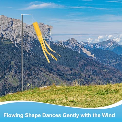 M METERXITY 1-Pack Windsock Flag, Colorful Wind Socks for Garden/Yard/Patio/Home Decor, Spring Summer Fall Winter Outdoor Hanging Decoration [59 in / 150cm, Yellow]