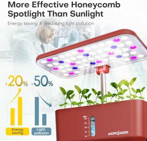 Ahopegarden Hydroponics Growing System: 10 Pods Indoor Herb Garden with LED