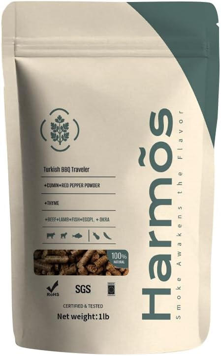 Harmos 4-Wood Pellets with Cumin & Red Pepper Powder - Gourmet Smoking Pellets for Ninja Grill, Pellet Stove & Outdoor BBQ, Resealable 2 Packs