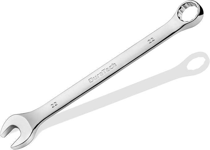 DURATECH 22mm Combination Wrench, Metric, CR-V Constructed with Mirror Polish, 12-Point, 15-Degree Offset
