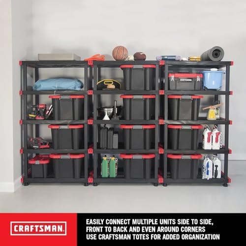 CX Craftsman 5-Tier Heavy Duty Plastic Storage Shelves, Garage Organization