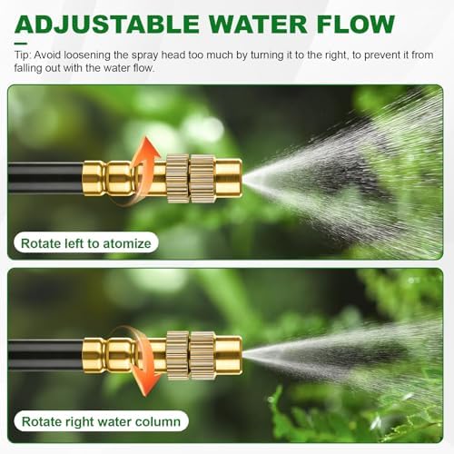 50FT Drip Irrigation System, 1/4" Garden Watering Misting System for Plant