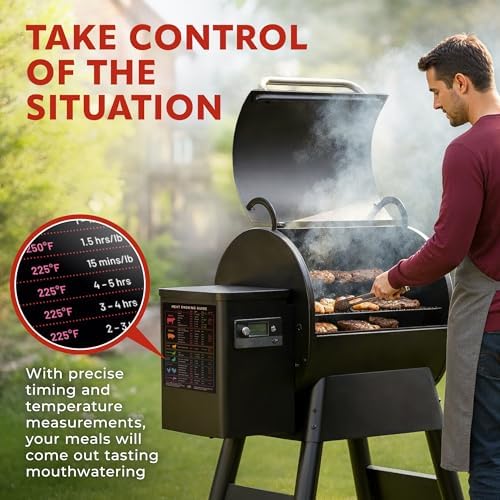 XL Meat Temperature & BBQ Smoker Guide Magnet - Wood, Time & Temp, 8.5x11