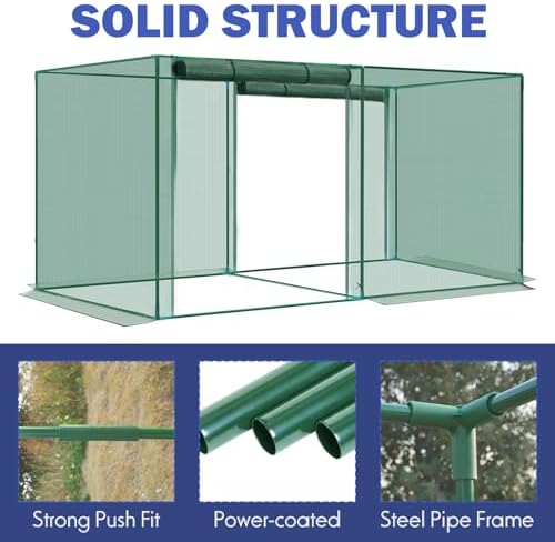 6.5'x10' Crop Cage Plant Protection Tent with Zippered Doors, Pest Guard Cover for Vegetable Garden, Raised Beds, Fruits & Outdoor Plants, Dark Green