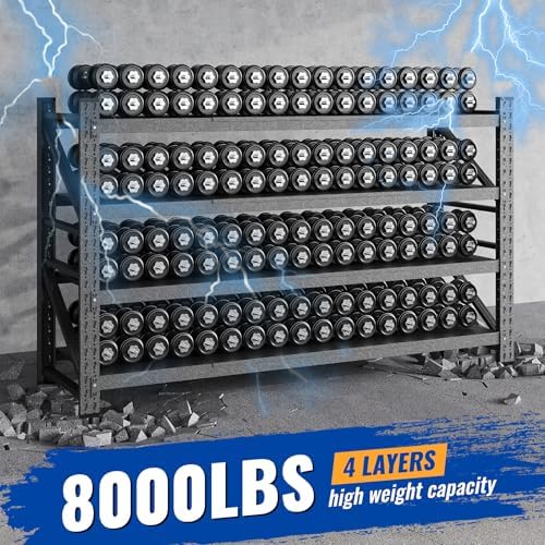 BYNSOE 68" W Storage Shelves 8000lbs Garage Metal Shelving Heavy Duty Garage Shelves Adjustable Storage Shelves for Industrial, Factory, (68" W X 24" D X 63.5" H)